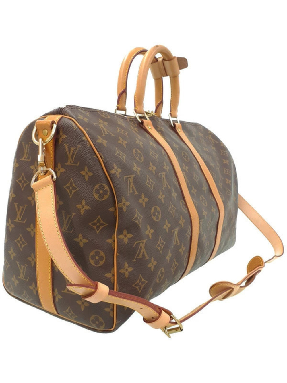 Louis Vuitton Monogram Bandouliere Bag Keepall Brown